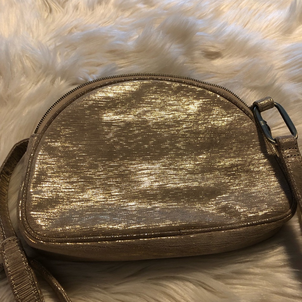 Hobo International gold metallic leather crossbody purse